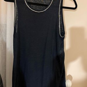 Maje Sexy navy tshirt see through with jeweled stones on tshirt it’s dressy. 🌸